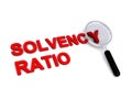 Solvency ratio with magnifying glass on white