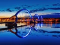 Solvesborg Bridge over the Solvesborg Bay Area in Blekinge, Sweden at twilight sunset reflection stunning image Royalty Free Stock Photo