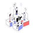 Solving business problems - modern line isometry design style illustration