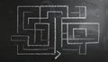 Solving a Complex Maze on a Blackboard Royalty Free Stock Photo