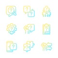 Solving different questions gradient linear vector icons set Royalty Free Stock Photo