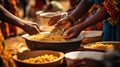 Solving hunger in Africa. Africa Hunger Crisis. People in Africa face acute food insecurity. African people hands with local foods Royalty Free Stock Photo
