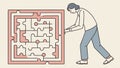 Solving a maze puzzle, fostering critical thinking and mental challenge, vector design Generative AI Royalty Free Stock Photo