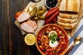 Solyanka - Russian traditional meat soup Royalty Free Stock Photo