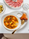 Solyanka soup with meat and olives