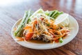 Som Tam is Thai delicious taste hot and spicy papaya salad with crab Royalty Free Stock Photo