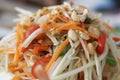 Som tum, Papaya salad, one of spicy salad from Thai eastern restaurant, prepared food