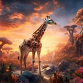 Somali Giraffe Made With Generative AI illustration
