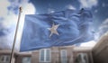 Somalia Flag 3D Rendering on Blue Sky Building Background