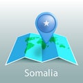 Somalia flag world map in pin with name of country Royalty Free Stock Photo