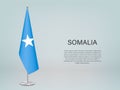 Somalia hanging flag on stand. Template forconference banner