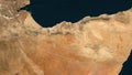 Somaliland outlined. Low-res satellite