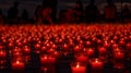 A somber yet hopeful scene, a candlelight vigil on World AIDS Day, AI generated