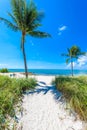 Sombrero Beach with palm trees on the Florida Keys, Marathon, Florida, USA. Tropical and paradise destination for vacation Royalty Free Stock Photo