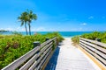 Sombrero Beach with palm trees on the Florida Keys, Marathon, Florida, USA. Tropical and paradise destination for vacation Royalty Free Stock Photo