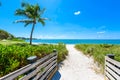 Sombrero Beach with palm trees on the Florida Keys, Marathon, Florida, USA. Tropical and paradise destination for vacation Royalty Free Stock Photo