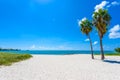 Sombrero Beach with palm trees on the Florida Keys, Marathon, Florida, USA. Tropical and paradise destination for vacation Royalty Free Stock Photo