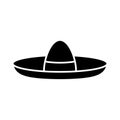 Sombrero cutout silhouette icon. Outline logo of traditional mexican hat. Black simple illustration of broad-brimmed felt or straw