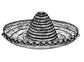 Sombrero hat illustration. Cinco de Mayo Mexican hat. Traditional Mexican costume element. Sketch hand drawn vector