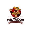 Sombrero hat tacos mexican restaurant logo Royalty Free Stock Photo