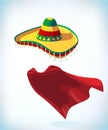 Sombrero Mexican hat. Masquerade costume headdress. Carnival or Halloween mask. Cartoon Vector illustration