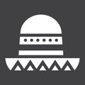 Sombrero Mexican hat solid icon, Travel tourism