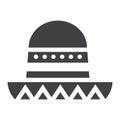 Sombrero Mexican hat solid icon, Travel tourism