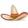 Sombrero Mexico Traditional Hat Vector illustration isolated on White Royalty Free Stock Photo