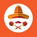 Sombrero Mustache Mexican Traditional Hat Maraca Royalty Free Stock Photo