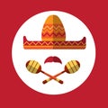 Sombrero Mustache Mexican Traditional Hat Maraca