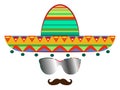 Sombrero and mustache with sun glasses icon template, isolated Royalty Free Stock Photo