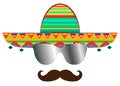 Sombrero and mustache with sun glasses icon template, isolated Royalty Free Stock Photo