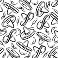 Sombrero pattern, background set. Collection icon sombrero. Vector Royalty Free Stock Photo