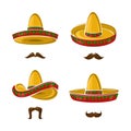 Sombrero set. Collection icon sombrero. Vector Royalty Free Stock Photo