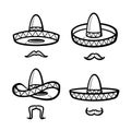 Sombrero set. Collection icon sombrero. Vector Royalty Free Stock Photo