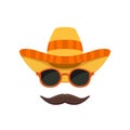 Sombrero with sunglasses and moustache