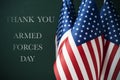 Text armed forces day and american flags Royalty Free Stock Photo