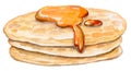 Some appetizing pancakes with sweet maple syrup