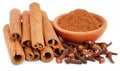 Some aromatic cinnamon with cloves and ground spice