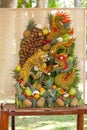 Some artworks of Vietnam artistic fruit carving decoration festival held in Tao Dan Park to welcome the lunar new year.