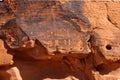 Petroglyphs Carved into Desert Varnish in Valley of Fire State Park Royalty Free Stock Photo