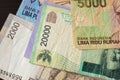 Some banknotes of Indonesian rupiah Royalty Free Stock Photo