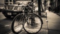 A cozy street and some bicycles parked together