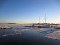 Some boats in the partially frozen Oslofjord in winter