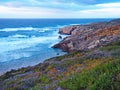 The stormy Atlantic coast of the Algarve region in Portugal