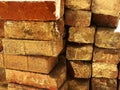 Bricks stacked in a pile.