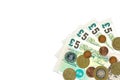 Some british pound sterling notes and coins Royalty Free Stock Photo