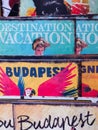 Budapest, Hungary 19`/3/15 Posters of Budapest organised next to each other in a tiny gift shop for turists, mainly visited by for