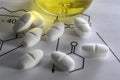 Some capsules white, formulation chemistry Royalty Free Stock Photo