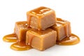 Caramel cubes isolated on pure solid white background Royalty Free Stock Photo